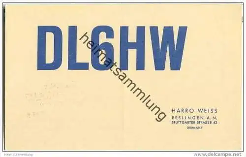 QSL - QTH - Funkkarte - DL6HW - Esslingen am Neckar - 1958