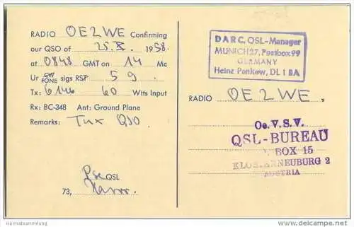 QSL - QTH - Funkkarte - DL6HW - Esslingen am Neckar - 1958