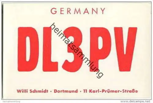 QSL - QTH - Funkkarte - DL3PV - Dortmund - 1958