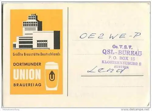 QSL - QTH - Funkkarte - DL9CC - Hagen-Boele - 1959 - Dortmunder Union Brauerei AG