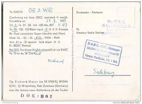 QSL - QTH - Funkkarte - DL6MF - Widenholz Post Zumhaus - 1957