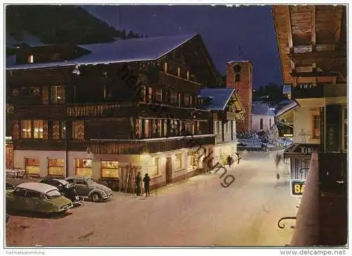 Adelboden - Dorfstrasse mit Kirche bei Nacht - AK Grossformat