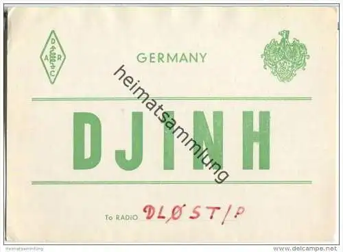 QSL - QTH - Funkkarte - DJ1NH - Erlangen - 1962