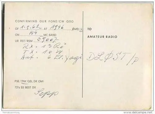 QSL - QTH - Funkkarte - DL9VW - München - 1962