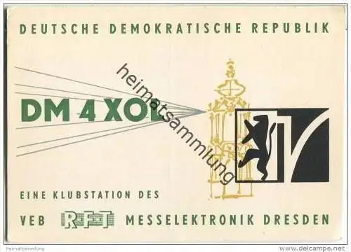 QSL - QTH - Funkkarte - DM4XOL - Dresden - VEB R-F-T Messelektronik - 1972
