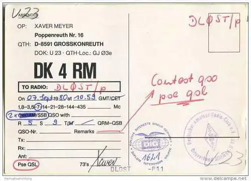 QSL - QTH - Funkkarte - DK4RM - Mähring-Grosskonreuth - 1980