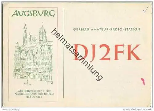 QSL - QTH - Funkkarte - DJ2FK - Augsburg - 1969