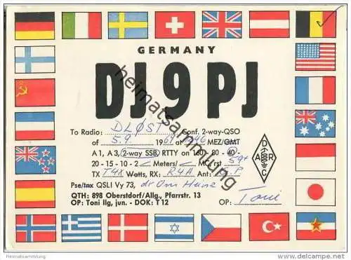 QSL - QTH - Funkkarte - DJ9PJ - Oberstdorf - 1969