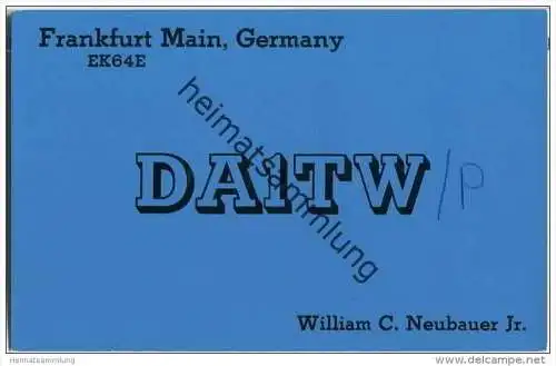 QSL - QTH - Funkkarte - DA1TW/p - Frankfurt am Main - 1974