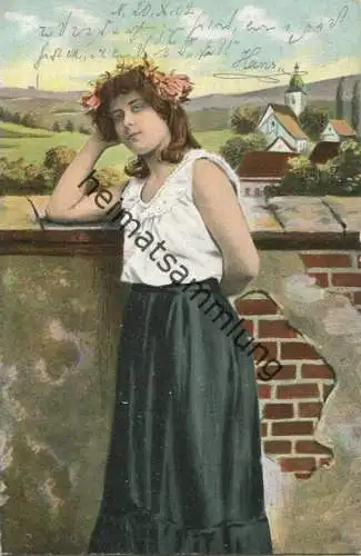 Frau mit Blumenkranz - Verlag E. S. D. Serie 655 gel. 1902