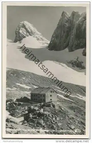 Adamekhütte mit Schneebergwand und Mitterspitze - Foto-AK