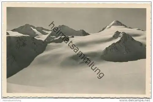 Blick vom Hauslabjoch auf Hintere Schwärze Marzellspitze und Similaun - Foto-AK 30er Jahre