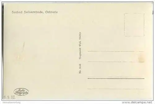 Swinemünde - Ostmole - Foto-AK 1930