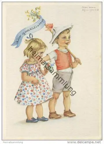 Glückwunsch - Kinder - Künstlerkarte signiert Marianne Schneegans 35 - AK Grossformat