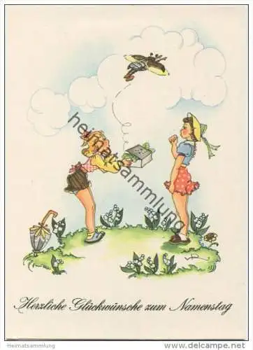 Geburtstag - signiert vR - Gisela-Karte - AK Grossformat 40er Jahre