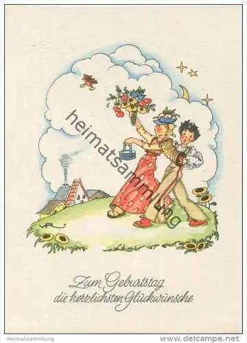 Geburtstag - signiert vR - Gisela-Karte - AK Grossformat 40er Jahre