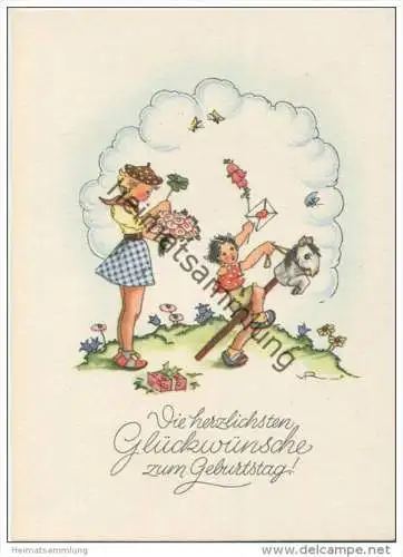 Geburtstag - signiert vR - Gisela-Karte - AK Grossformat 40er Jahre