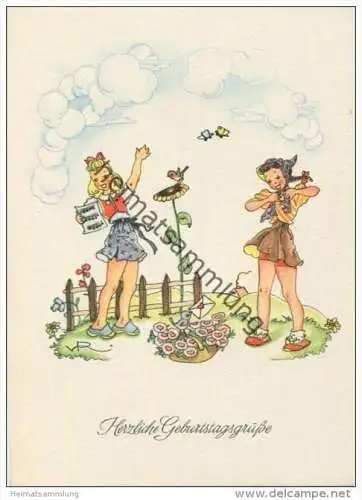 Geburtstag - signiert vR - Gisela-Karte - AK Grossformat 40er Jahre