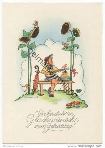 Geburtstag - signiert vR - Gisela-Karte - AK Grossformat 40er Jahre