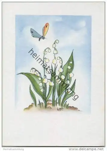 Maiglöckchen - Künstlerkarte signiert N. ST. -> Nora Stechmann - AK Grossformat 40er Jahre