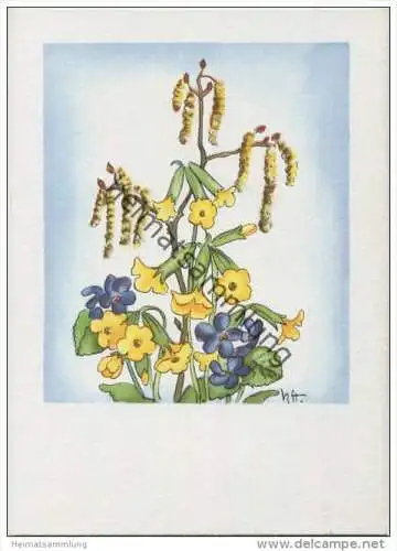 Schlüsselblume  - Künstlerkarte signiert N. ST. -> Nora Stechmann - AK Grossformat 40er Jahre