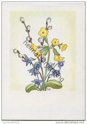 Schlüsselblume  - Künstlerkarte signiert N. ST. -> Nora Stechmann - AK Grossformat 40er Jahre