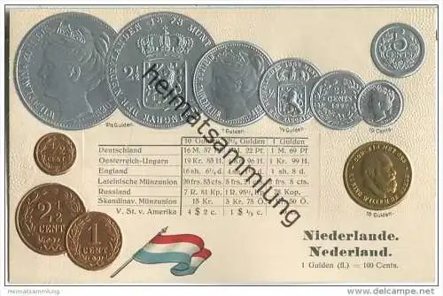 Münzkarte - Nationalflagge - Niederlande - Nederland - Prägedruck
