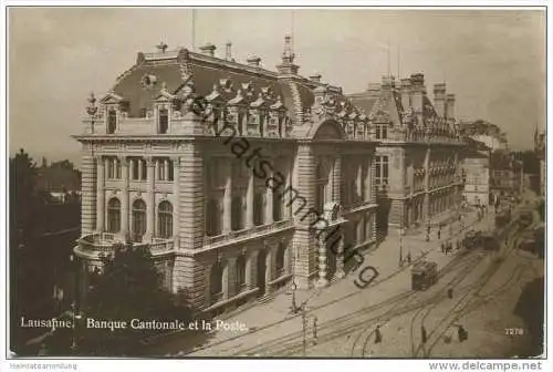 Lausanne - Banque Cantonale et la Poste - Foto-AK 20er Jahre