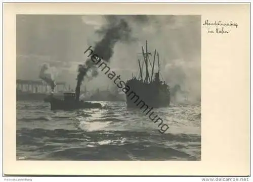 Hamburg - Abendstimmung im Hafen - Foto-AK Grossformat 40er Jahre
