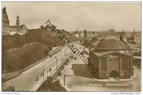 Hamburg - Elbtunnel - Hafenpanorama - Foto-AK gel. 1934