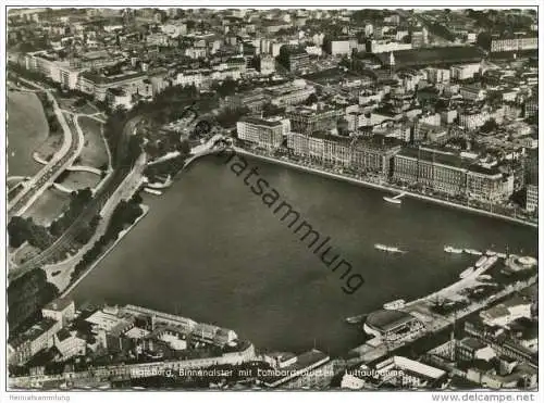 Hamburg - Binnenalster mit Lombardbrücken - Luftaufnahme - Foto-AK Grossformat 50er Jahre