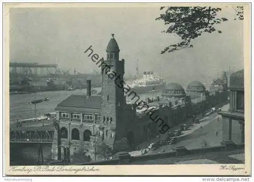 Hamburg - St. Pauli - Landungsbrücken - AK Grossformat gel. 1928