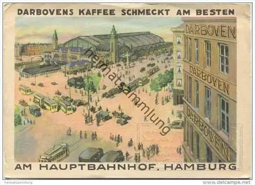 Hamburg - Hauptbahnhof - Darbovens Jdee Kaffee Werbekarte - AK Grossformat