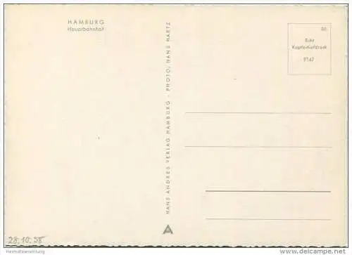 Hamburg - Hauptbahnhof - Strassenbahn - AK Grossformat 50er Jahre