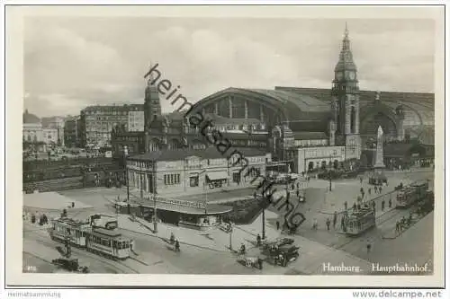 Hamburg - Hauptbahnhof - Strassenbahn - Foto-AK 30er Jahre