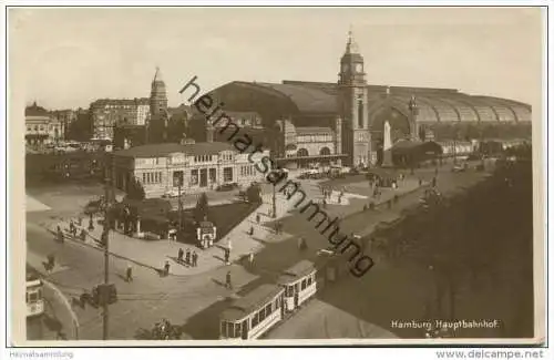 Hamburg - Hauptbahnhof - Strassenbahn - Foto-AK gel. 1929