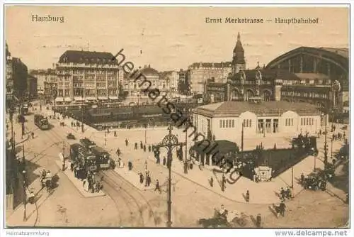 Hamburg - Hauptbahnhof - Strassenbahn - Ernst Merkstrasse gel. 1916