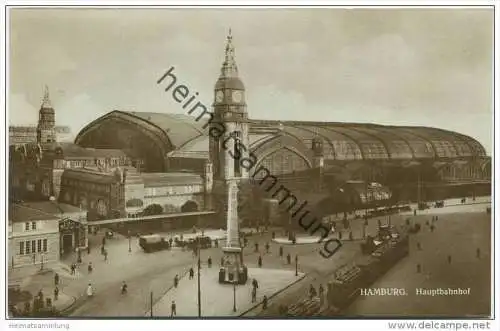 Hamburg - Hauptbahnhof - Foto-AK 20er Jahre - Strassenbahn