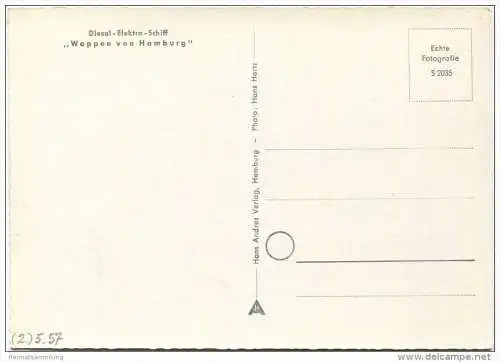 Hamburg - Hafen - Diesel-Elektro-Schiff Wappen von Hamburg - Foto-AK Grossformat 50er Jahre