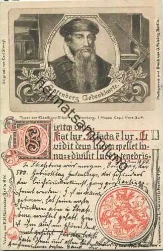 Gutenberg Gedenkkarte - Carl Sterry - Verlag E. H. Schroeder Berlin - Bahnpost