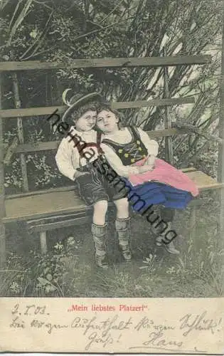 Kinder in Tracht - Mein liebstes Platzerl - coloriert gel. 1903