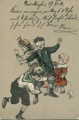 Kinder beim Spielen - Prägedruck gel. 1903