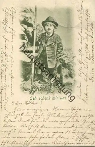 Kind im Trachtenanzug - Geh schenk mir was - gel. 1902
