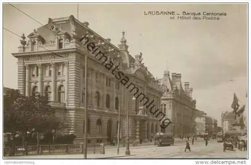 Lausanne - Banque Cantonale et Hotel des Postes - Foto-AK