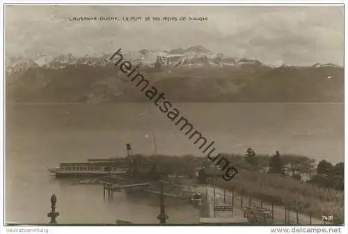 Lausanne Ouchy - Le Port et les Alpes de Savoie - Dampfer Lausanne - Strassenbahn