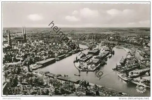 Lübeck - Luftaufnahme - Foto-AK 50er Jahre