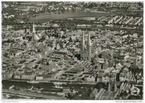 Lübeck - Luftaufnahme - Foto-AK Grossformat 50er Jahre