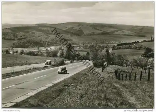 Autobahn Göttingen-Kassel - Blick auf Hedemünden im Werratal - Foto-AK Grossformat