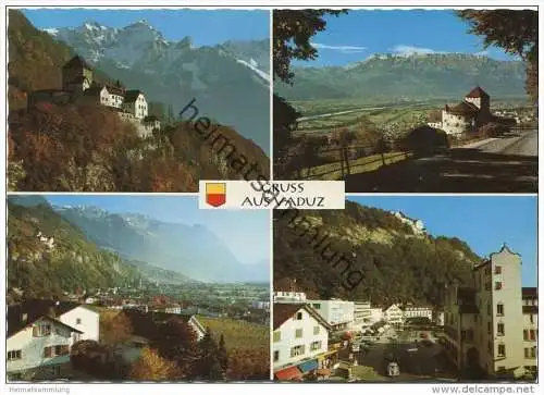 Vaduz - Schloss - Städtle mit Rathaus - AK Grossformat