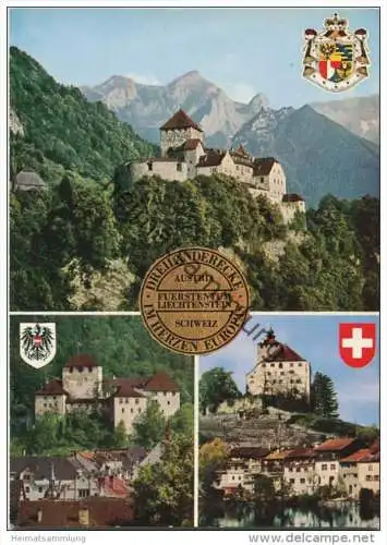 Dreiländereck - Schloss Vaduz - Schattenberg - Schloss Werdenberg - AK Grossformat